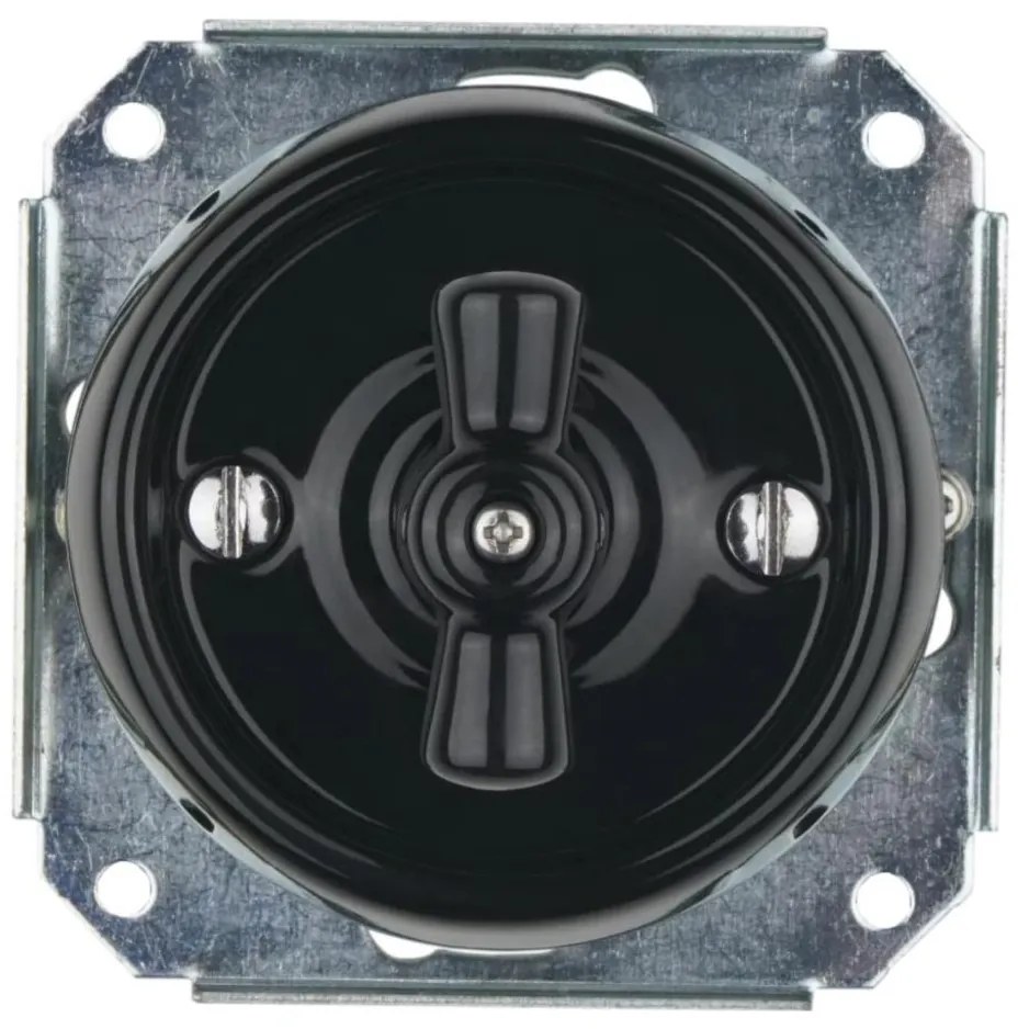 Bohemia-Design - Порцеланов ретро ротационен превключвател без рамка № 1 черен