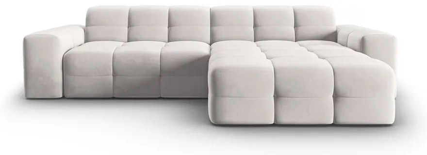 Ъглов диван от светлосиво кадифе (десен ъгъл) Kendal - Micadoni Home