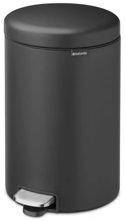 Кош за боклук с педал Brabantia NewIcon 649747, 20 л, Плавно затваряне, Противоплъзгаща основа, Минерално покритие, Тъмносив