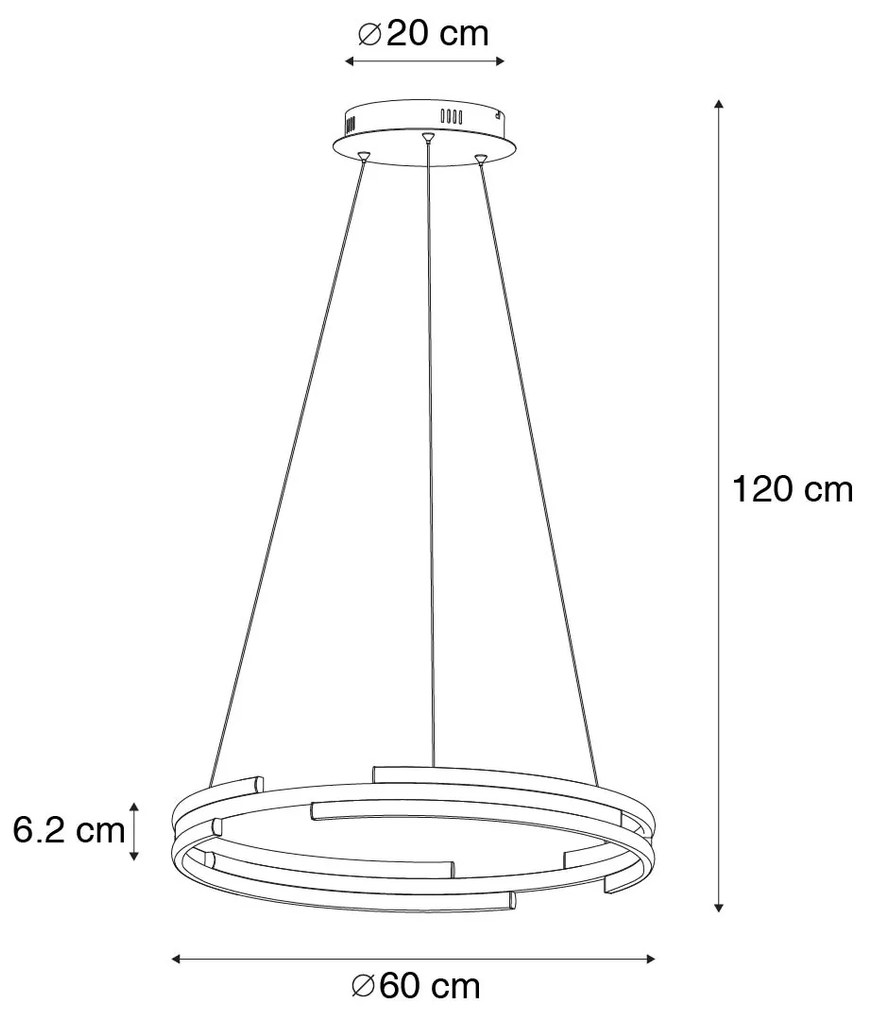 Интелигентна висяща лампа черна с месинг с LED димируема - Nikki