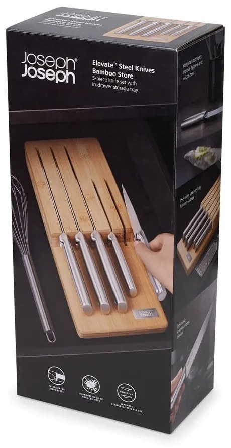 Комплект ножове с поставка 5 бр. от неръждаема стомана Elevate Bamboo – Joseph Joseph