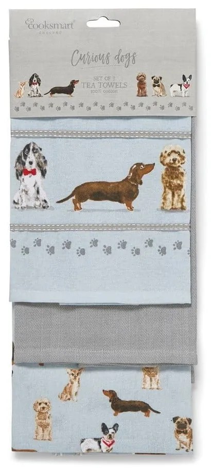 Чаени кърпи и кърпа за съдове в комплект от 4 бр. Curious Dogs – Cooksmart ®