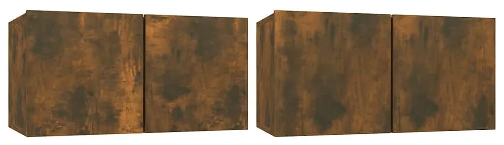 815868 vidaXL Окачени ТB шкафове, 2 бр, опушен дъб, 60x30x30 см