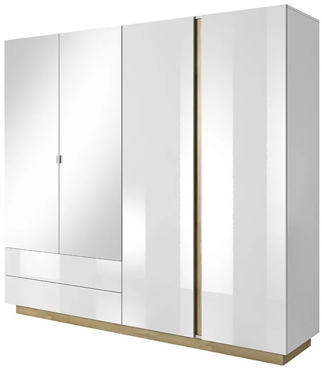 Гардероб Arcan Четирикрилен-бял естествен