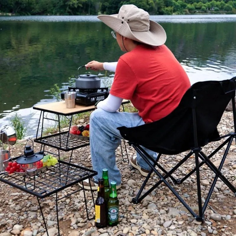 Сгъваем туристически стол с практичен калъф за носене Кремообразно