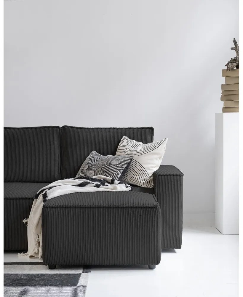 Антрацитен разтегателен ъглов диван от рипсено кадифе (променлив) Brave Dave – Miuform