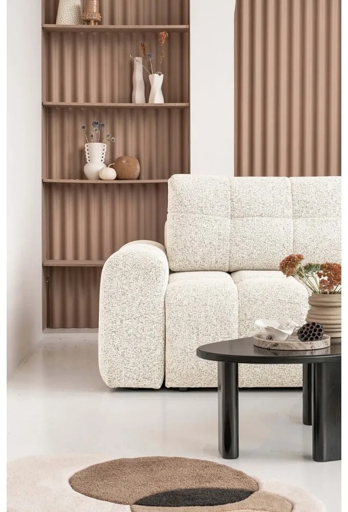 Кремав разтегателен модулен ъглов диван с място за съхранение (десен ъгъл) Lulu – Miuform