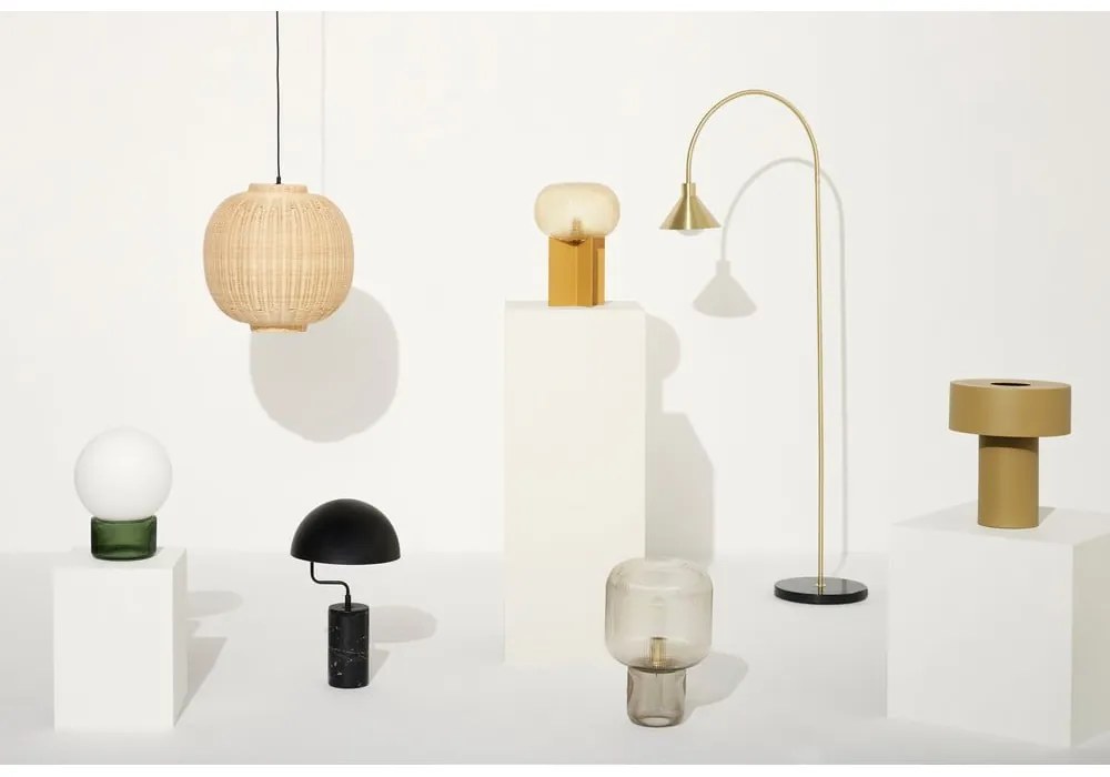 Кафява настолна лампа със стъклен абажур (височина 42 cm) Pirum – Hübsch