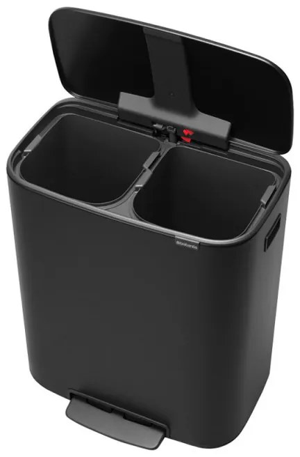 Кош за боклук Brabantia Bo Pedal 1003191, 2x30 л, Плавно затваряне, Противоплъзгаща основа, Черен