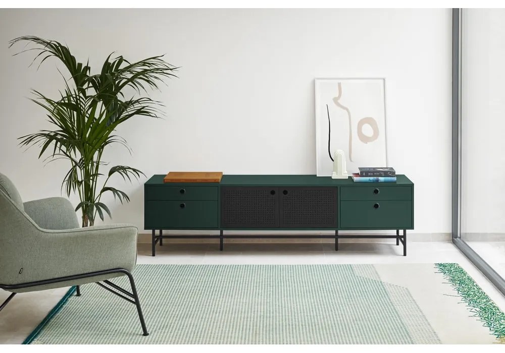 Черно-зелена маса за телевизор Punto - Teulat