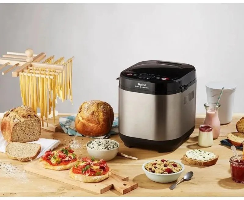 Хлебопекарна Tefal Pain & Delices PF240E38, 700 W, 1000/750/500 гр., 3 степени на изпичане, 20 програми, Черен/инокс