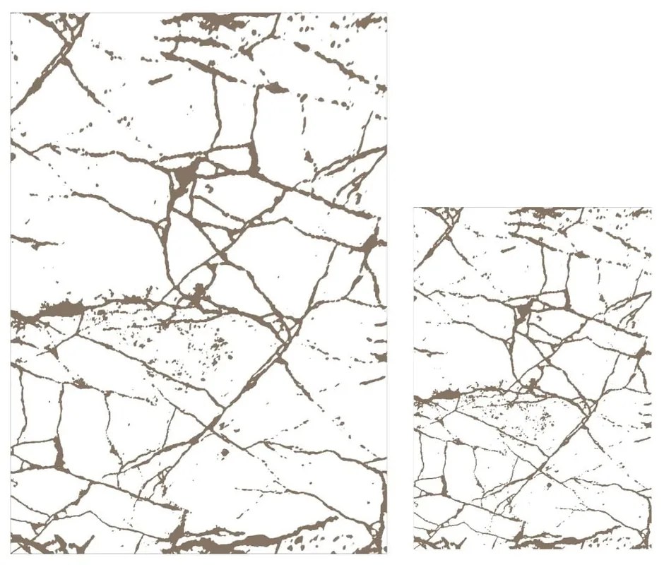 Бели/кафяви килими за баня в комплект 2 бр. 60x100 cm Cracks – Mila Home