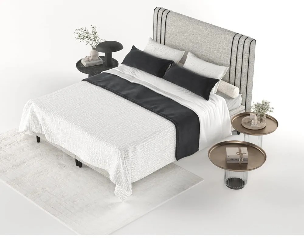 Светлосиво тапицирано двойно легло с място за съхранение 180x200 cm Musca – Maison de Rêve