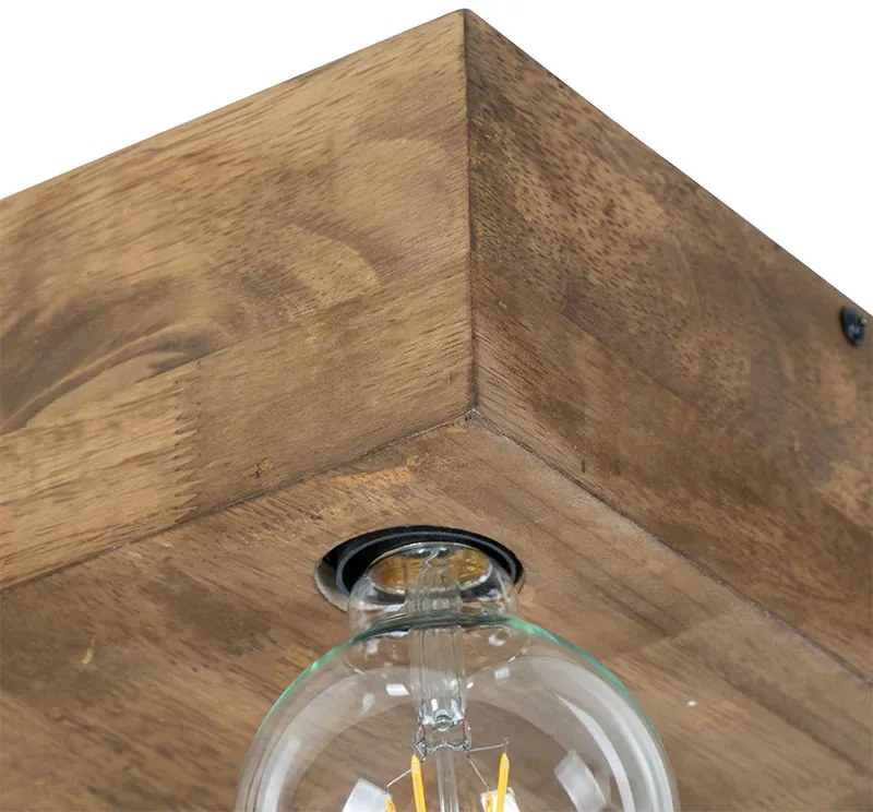 Ръстичен таванен аплик винтидж дърво 4-светлина - Bloc