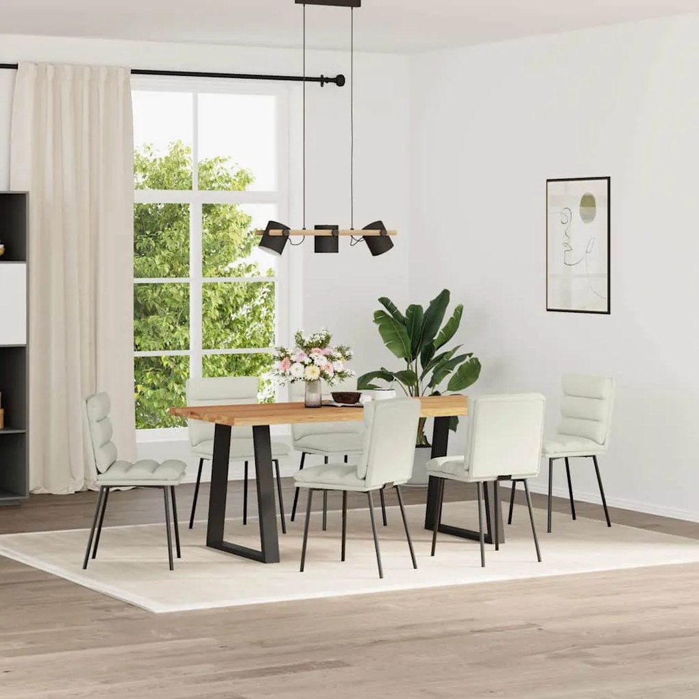 3315661 vidaXL Трапезни столове, 6 бр, кремави, кадифе