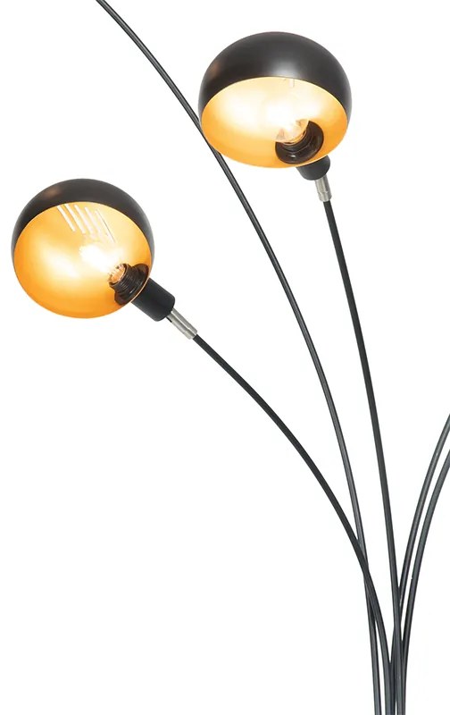 Дизайнерски подов аплик черен със злато 5-светлина - Sixties Marmo