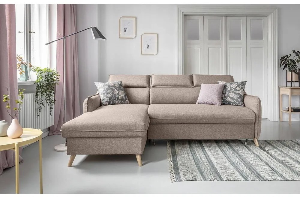 Бежов ъглов разтегателен диван, ляв ъгъл Sweet Harmony - Miuform