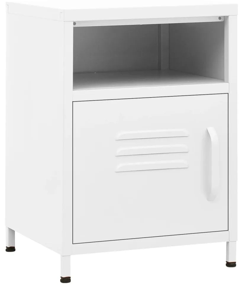 3095222 vidaXL Нощни шкафчета, 2 бр, бели, 35х35х51 см, стомана