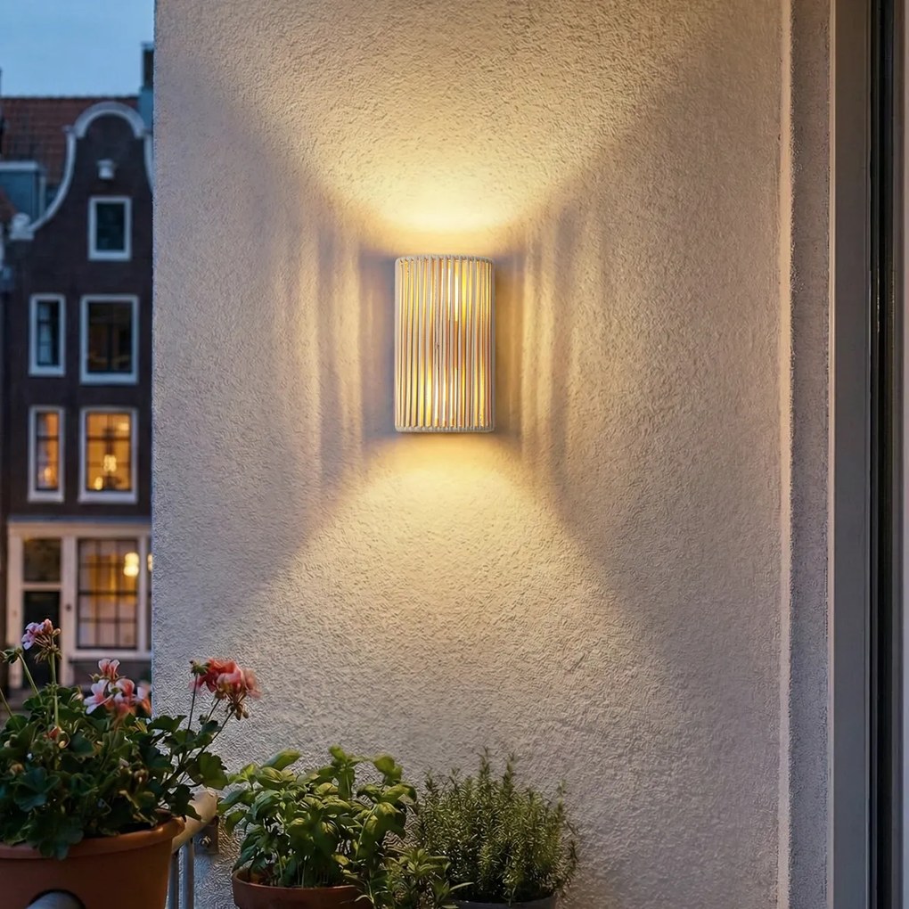 Japandi стенна лампа бежова с въже IP44 - Jayla