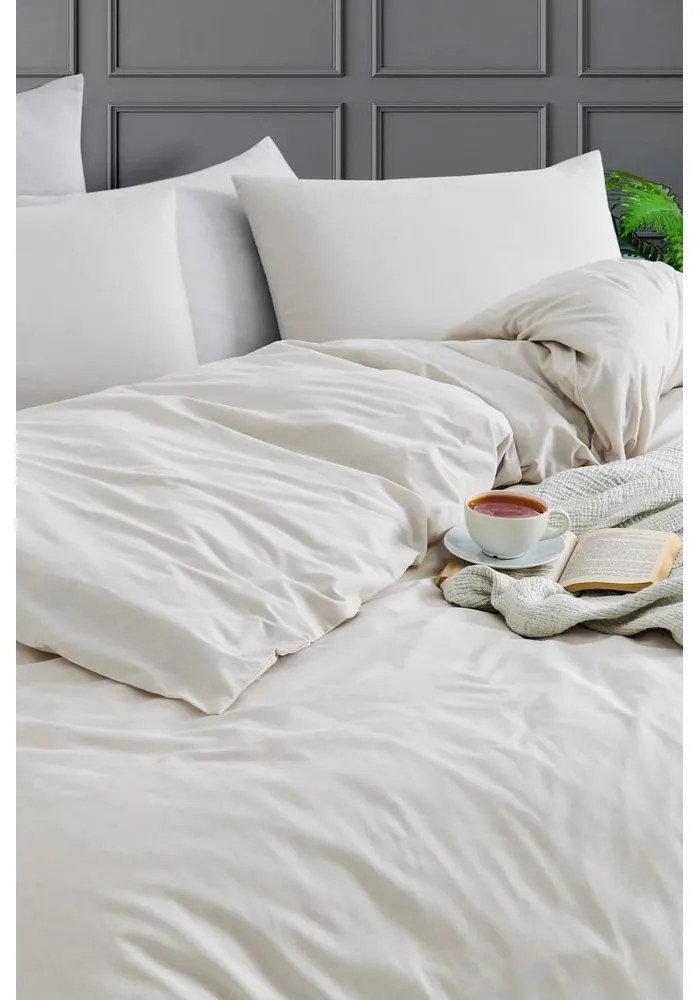 Бежово единично спално бельо 140x200 cm Yarn Dyed – Mijolnir