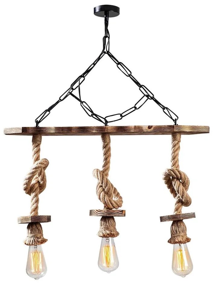 Полилей на верига EREBOS 3xE27/40W/230V, кафяв