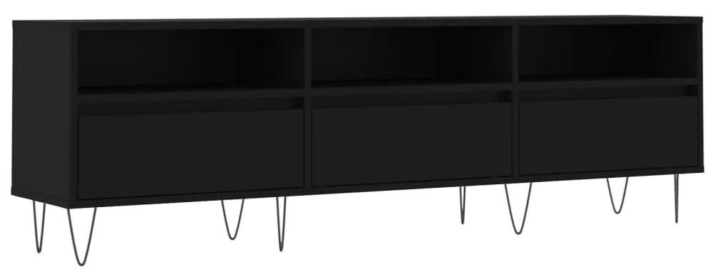 831277 vidaXL ТВ шкаф, черен, 150x30x44,5 см, инженерно дърво
