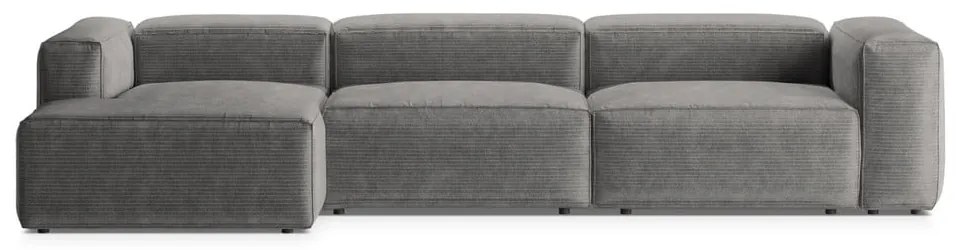 Светлосив ъглов диван от рипсено кадифе (ляв ъгъл) Bergano – Cosmopolitan Design
