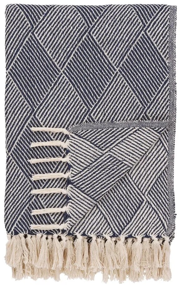 Синьо одеяло от рециклиран памук 130x180 cm Izmir – House Nordic