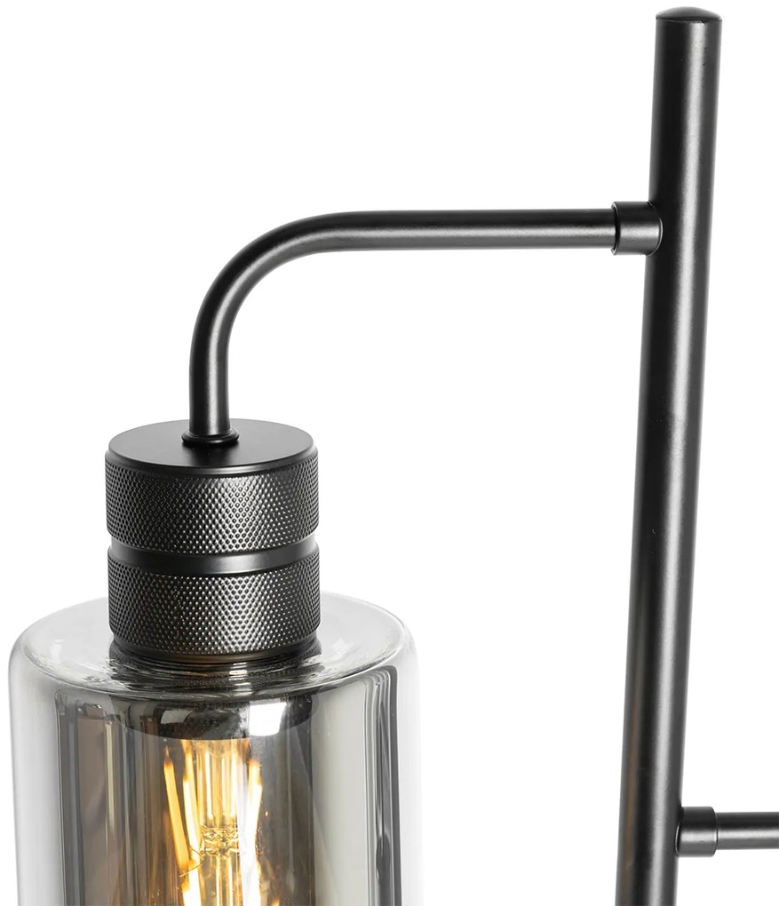 Модерна подова лампа черна с опушено стъкло 2-светлина - Stavelot