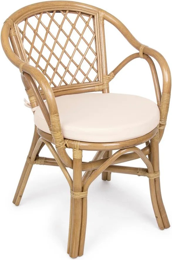 Градински стол от масивно дърво/ратанов в естествен цвят Athina – Bizzotto