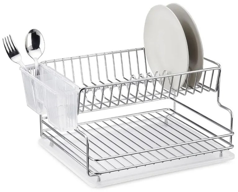 Сушилник за съдове на 2 нива TEKNO TEL TR KB 005, 42 x 30 x 21 см, Сребрист