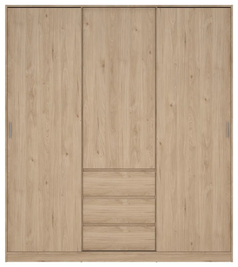Гардероб от дъбов декор с плъзгащи се врати в естествен цвят 177x200x60 cm Naia – Tvilum