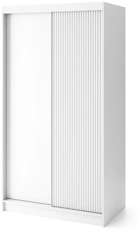 Гардероб с плъзгащи врати BIAMO 2, 120x220x60, бял/бял мат