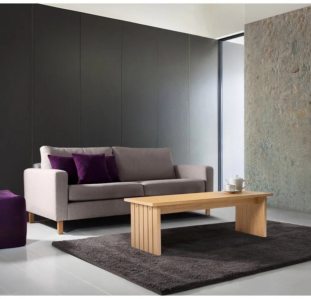 Масичка за кафе с плот от дъб в естествен цвят 60x120 cm Stripe - Woodman