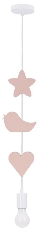 Детски полилей на кабел TRIO 1xE27/20W/230V розов/бял