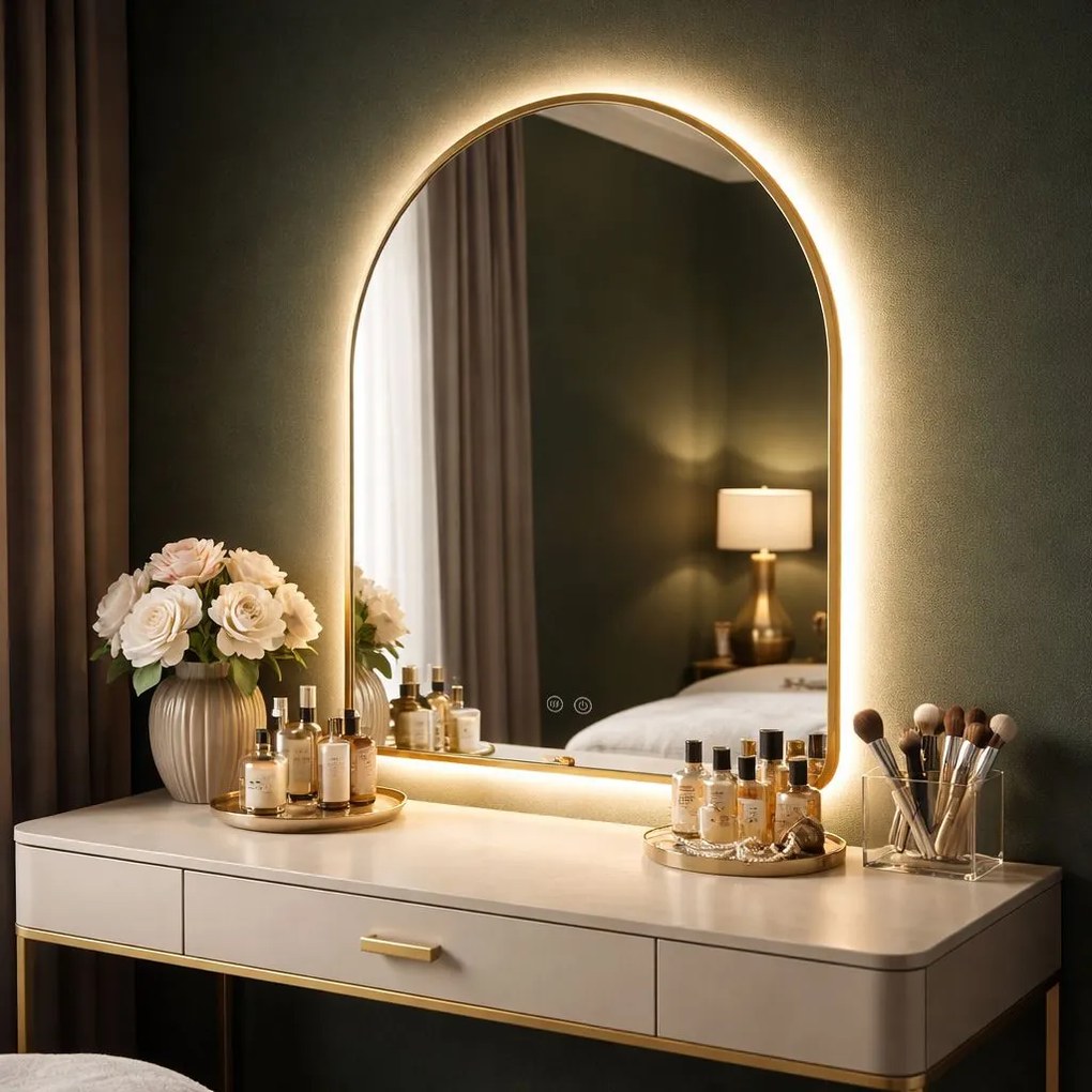 Огледало LED 80x60cm CAMLOT Brush Gold