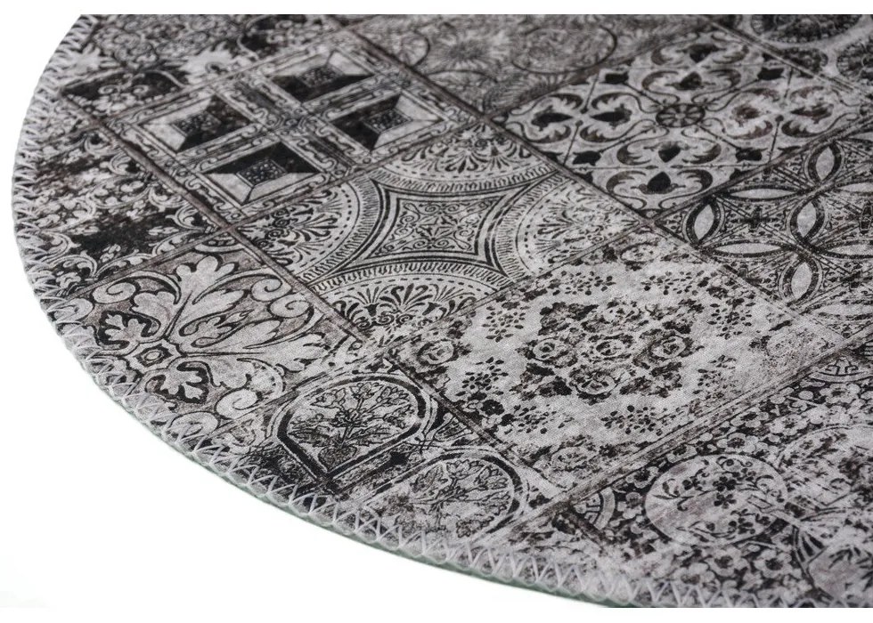 Сив миещ се кръгъл килим ø 120 cm - Vitaus