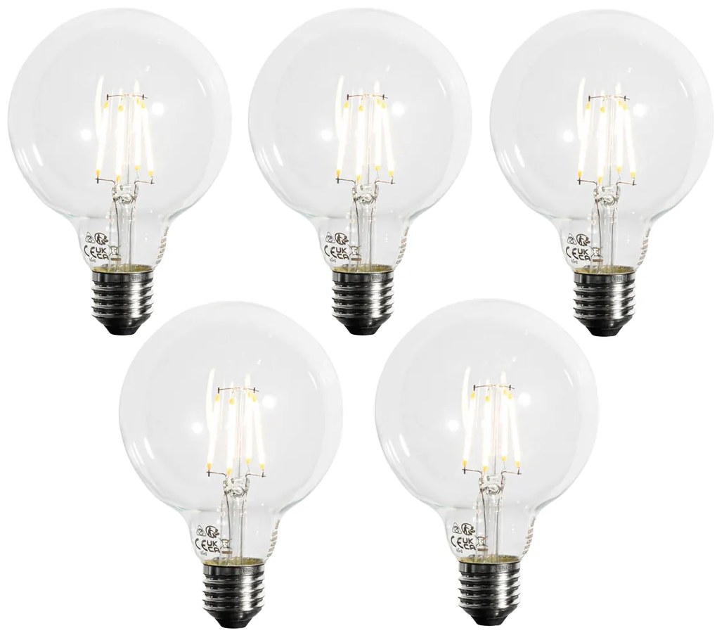 Комплект от 5 E27 димируеми LED крушки G95 5W 450LM 3000K