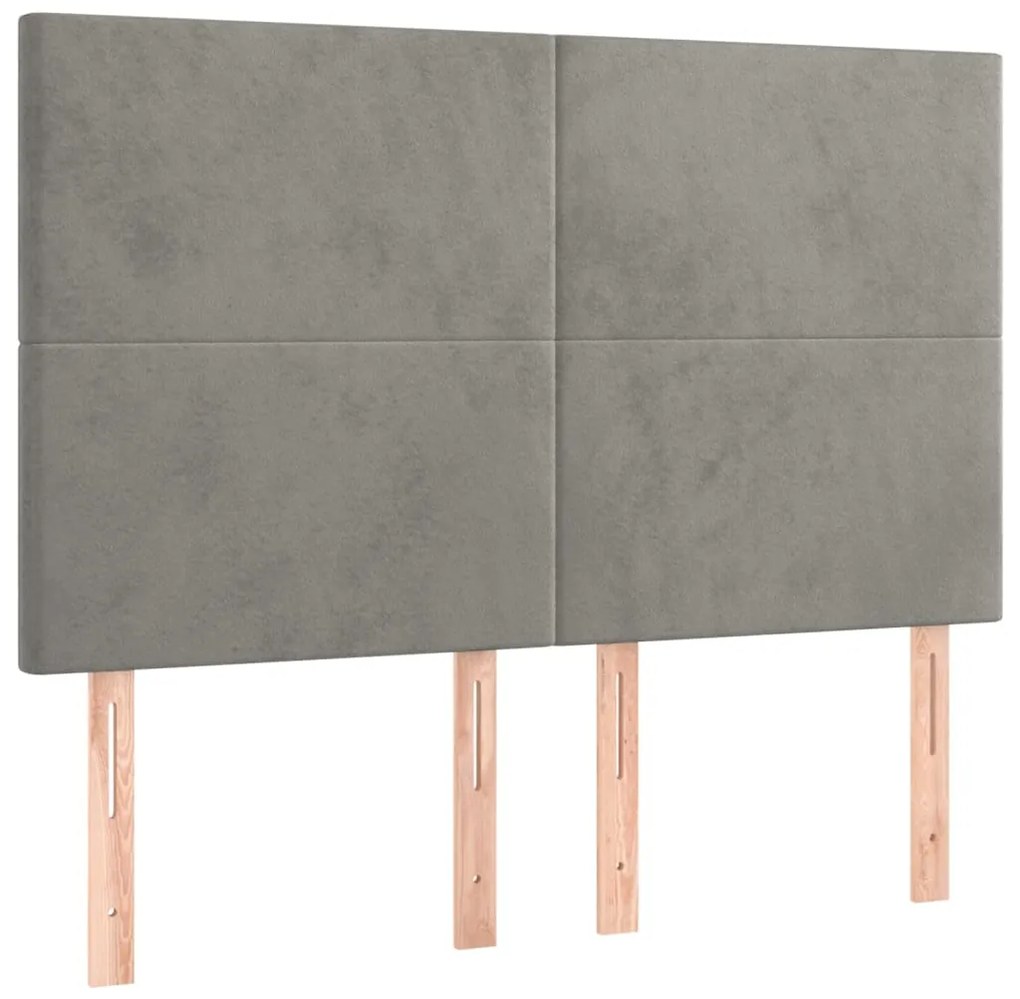 3116100 vidaXL Табла за легло, светло сива, 144x5x118/128 см, кадифе