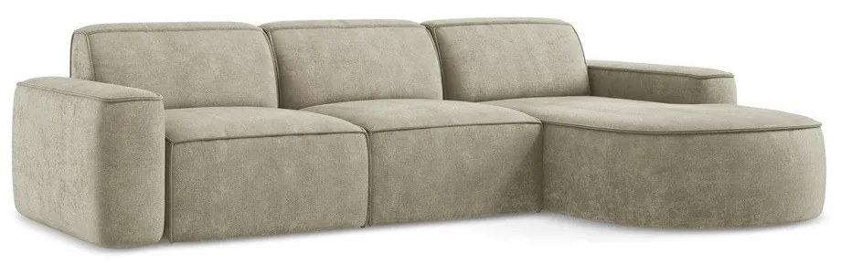 Бежов шенилов ъглов диван (десен ъгъл) Omao – Makamii