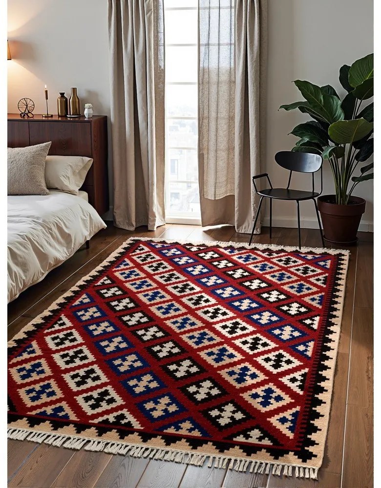 Червен двустранен ръчно изработен вълнен килим 200x290 cm Kamal Rami – Nouristan