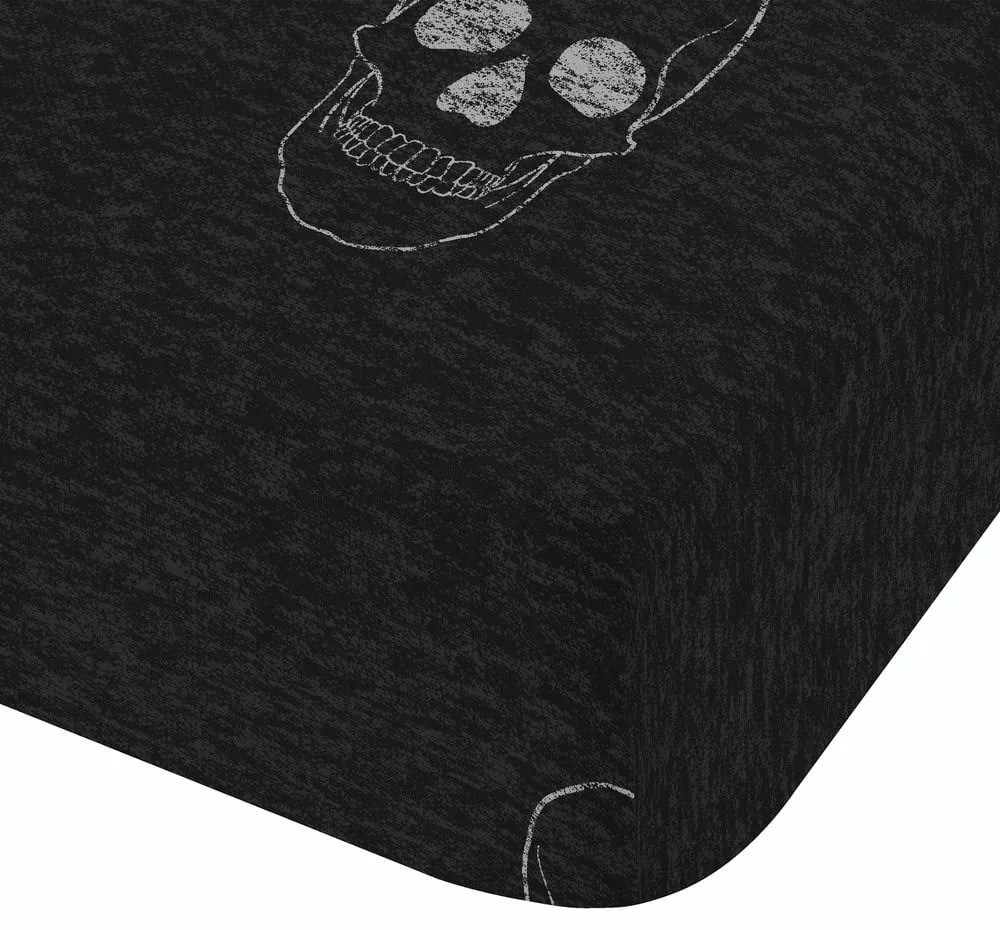 Тъмносив еластичен единичен детски чаршаф 90x190 cm Skulls – Catherine Lansfield