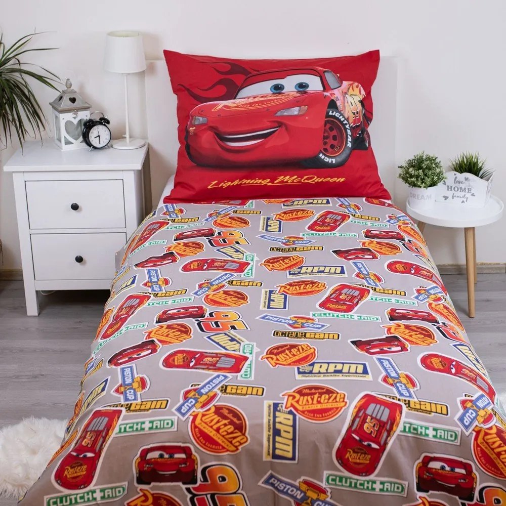 Червено единично памучно детско спално бельо 140x200 cm Cars "Legend" – Jerry Fabrics