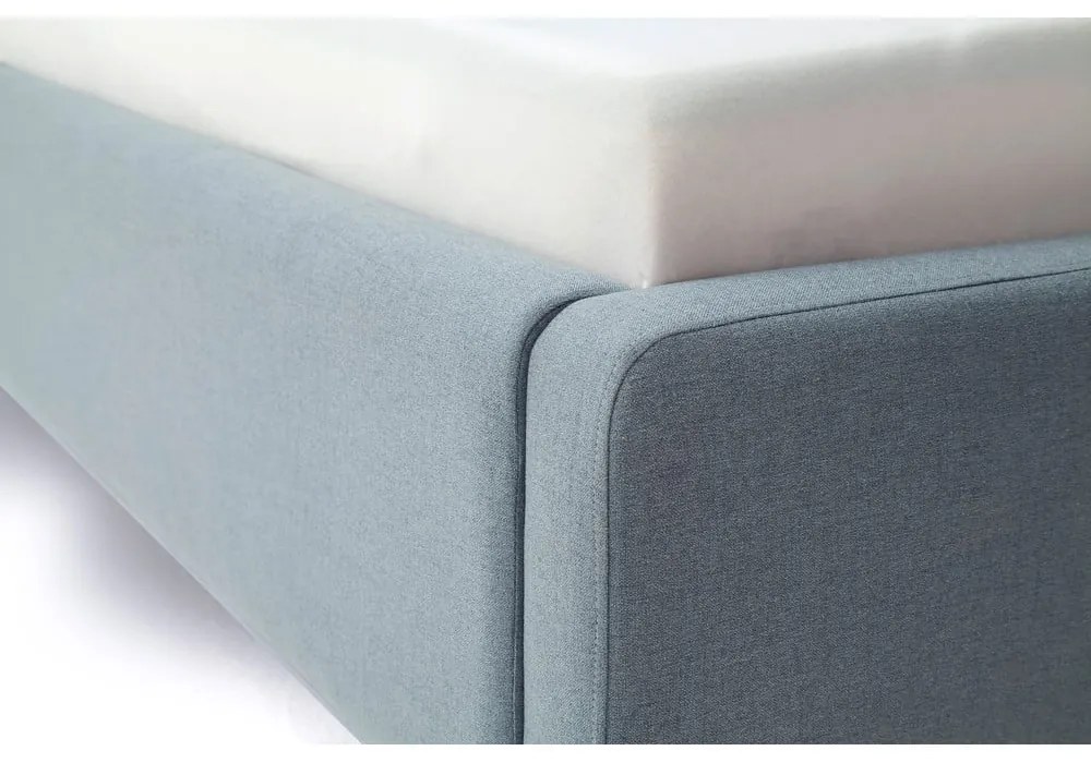 Сиво-синьо двойно легло 180x200 cm тапицирано с място за съхранение с включена подматрачна рамка Mattis – Meise Möbel