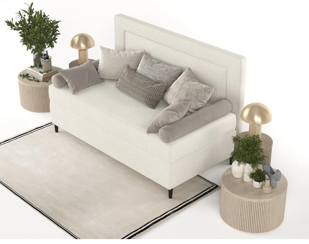 Бежово тапицирано единично легло 90x200 cm Alba – Maison de Rêve