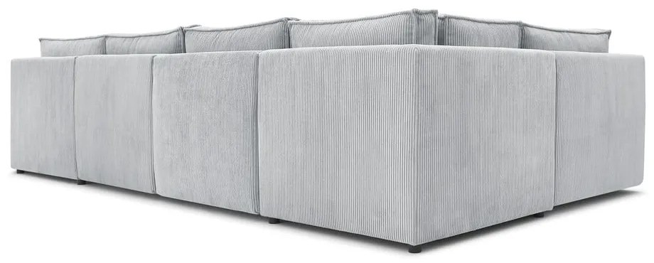 Светлосив велурен променлив U-образен ъглов диван Nihad modular - Bobochic Paris