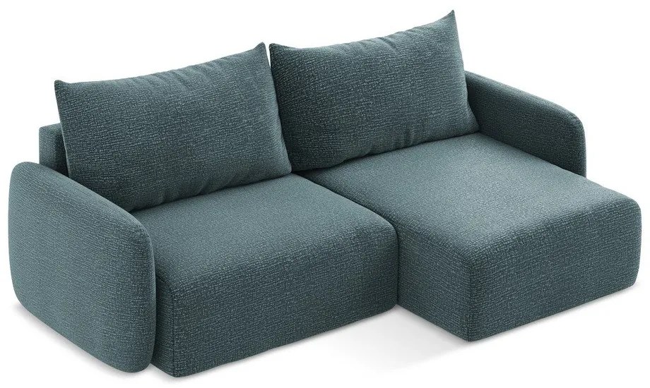 Тюркоазен разтегателен ъглов диван с място за съхранение (десен ъгъл) Kalena – Makamii