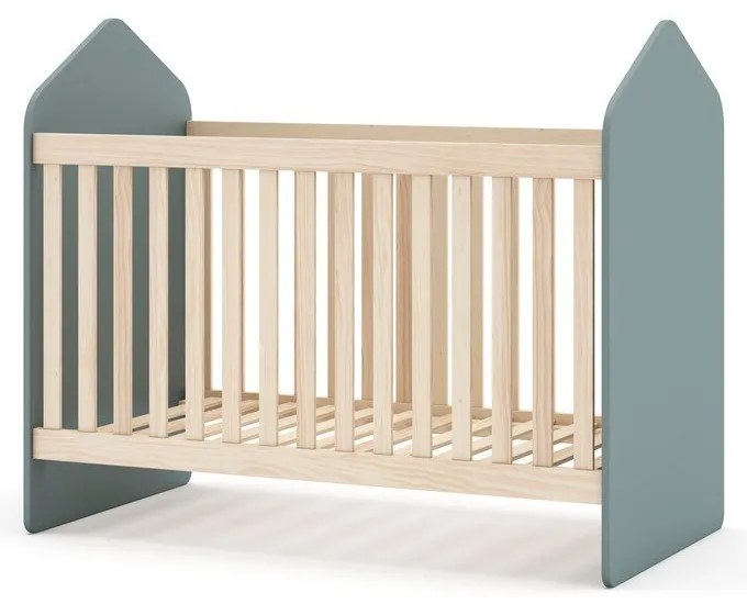 Детско креватче 60x120 cm от декор от бор в естествен цвят/сиво-зелено Estefania – Marckeric