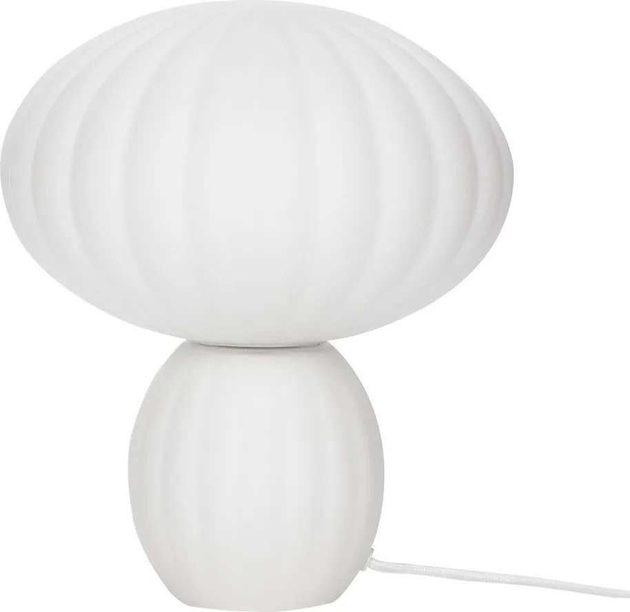 Бяла стъклена настолна лампа (височина 28 cm) Kumu – Hübsch