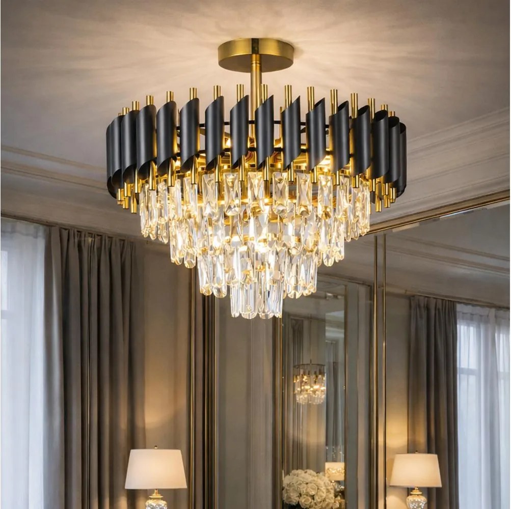 Brilagi - Плафонен полилей ECLIPSE 7xE14/10W/230V диаметър 48 cm черно/златно